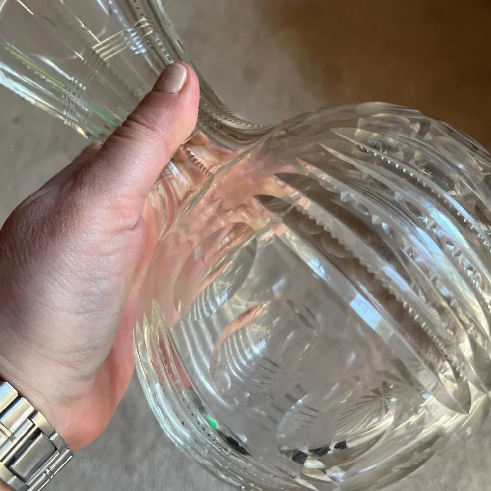 Crystal Water Pitcher or Wine‎ Decanter – Beautiful Detail, Pre-Owned